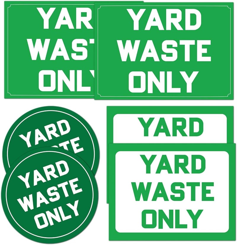 RABOWA Pack 6 Pcs Yard Waste Only Sign Sticker for Trash Cans Garbage Bins Recycling Bin Labels Recycle Signs Indoor Outdoor Home Offices Bumper Stickers Reusable Waterproof Vinyl Decals - Image 1